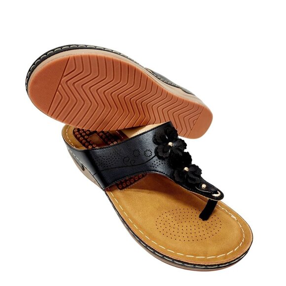 Orthopedic Wedge Sandals Women Comfortable Dressy Summer Women black Size 10.5 - Picture 14 of 14